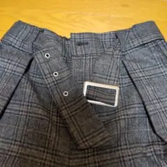 GUベルト付チェックワイドパンツ