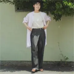 harenoti. ブラックデニムラップパンツ teshioni