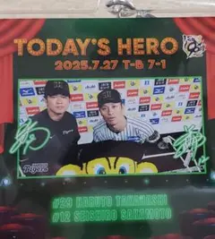 阪神タイガース 7/27ヒーローグッズ　アクリルキーホルダー坂本誠志郎　髙橋遥人