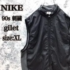K114 【大人気】ナイキ白タグ90s刺繍スウォッシュロゴナイロンジレベスト