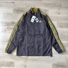 adidas ブラック　ゴールド　ナイロンジャケット XO