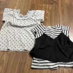 ドット柄とストライプのキッズシャツ 120cm