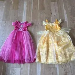 子供プリンセスドレス2点セット ピンク・黄色