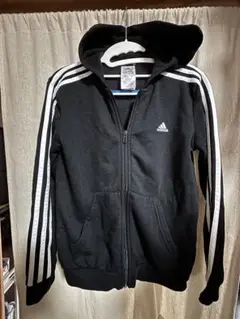 adidas ジュニア フルジップパーカー 黒