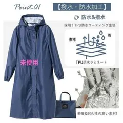 未使用 防水 レインコート ネイビー