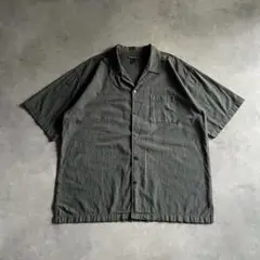 90s PERRY ELLIS チェック オープンカラーシャツ XL 黒 短丈