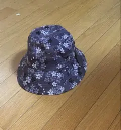 紫色花柄バケットハット　宇野千代桜柄