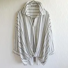 ✨美品✨リリュデシュシュ スキッパーストライプシャツ【M】7分袖 トップス