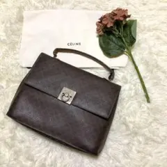 CELINE セリーヌ マカダム柄 レザー ハンドバッグ トリオンフ ワンハンド