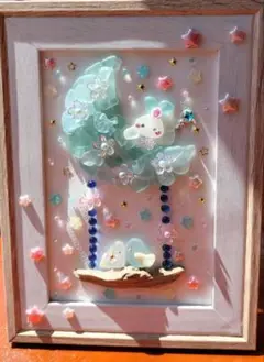 ❤️月のうさぎと小鳥②❤️満天の星空♥シーグラスアート♥