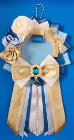 (3) 痛ロゼット　水色、白　ハンドメイド