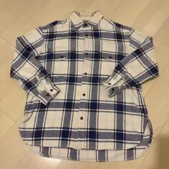 URU 長袖シャツ ネルシャツ コットン 白 チェック M