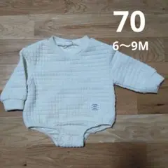 長袖ロンパース　6〜9M　70　白　ホワイト