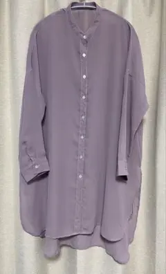 antiqua 大人気バンドカラーシャツ　テロっとシャツ　パープル　透け感あり