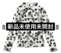 花柄フロッキープリントシアートップス[dk1008] グレイル　GRL 新品　白