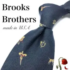 【大特価】BROOKS BROTHERS ネクタイ 刺繍 小紋柄 鳥 ネイビー