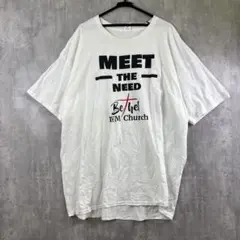 Hanes 教会ロゴ MEET THE NEED 白Tシャツ/オーバーサイズ