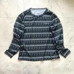 【極美品】Columbia コロンビア　長袖　ブラウス　総柄　アートデザイン　M