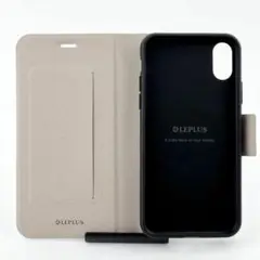 【残り1点】　iPhoneX XS 耐衝撃 手帳型 猫 ネコ カード収納 グレー