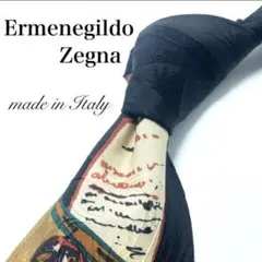【美品】Ermenegildo Zegna ネクタイ 織り込み ユニーク アート