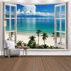 一瞬で南国 ビッグ タペストリー 海 ビーチ 砂浜 大判 背景布 風景 14