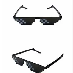 ゲーム ユニセックス　ピクセルアート スクエア型 メンズ ブラック サングラス