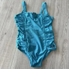 レトロ　青いフリルワンピース水着　150サイズ