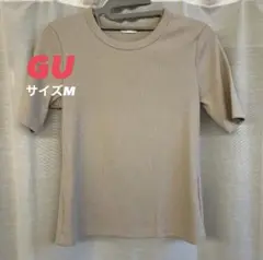 GU リブT 半袖 サイズM ベージュ
