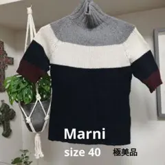 Marni タートルネックカシミヤ半袖ニットセーター