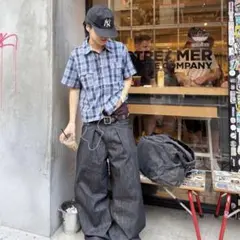 90s 半袖チェックシャツ　短丈　cityboy シティー　古着　ヴィンテージ