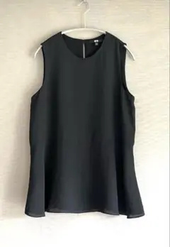 新品未使用【ユニクロ】黒・切替あり・裏地付き・ノースリーブブラウス・Lサイズ