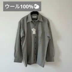 素材良し❣Bonario グレー 長袖シャツ Mサイズ　ウール100%