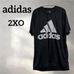 【アディダス/adidas】美品✨️(2XO)スポーツ 半袖Tシャツ 黒 メッシュ