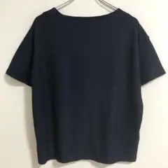 she mo shellyカットソー（XL相当）半袖ブラウス濃紺大きめa4162