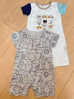 半袖ロンパース　動物　犬　80cm 2枚セット