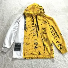 【TREND E-UP】XL 黄色×白 パーカー カジュアル 大きめサイズ