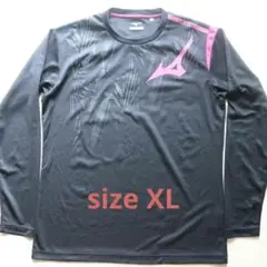 美品ミズノ メンズ XL 長袖Tシャツ プラクティスシャツ 黒 バレーボール