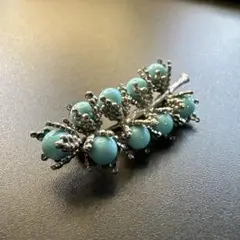 【vintage】AUSTRIA ターコイズカラービーズ ブローチ