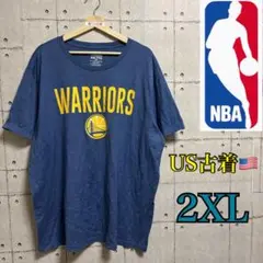 【アメリカ古着】NBA Warriors Tシャツ 2XL ネイビー バスケ