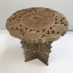 インド製 木彫り 花台 折りたたみ