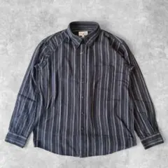 タグ付き KANSAI YAMAMOTO グレー ストライプ シャツ XL
