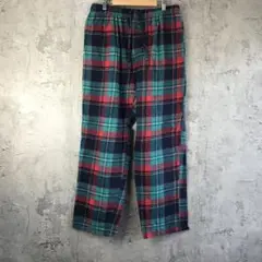 Z3809古着　チェックパンツ　パジャマパンツ　紺　赤　緑　黄　90s Y2K