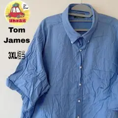 USA古着 TomJames 半袖ボタンシャツ　　3XL相当 ブルー