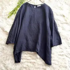 Dgy ディージーワイ　変形チュニック　リネン　麻　M〜L　ネイビー