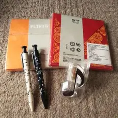 ボールペン、クリップ、メッセージカード