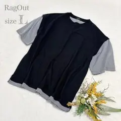 【ラグアウト】RagOut メンズ Tシャツ 重ね着風 半袖 ゆったり L