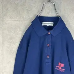ヴィンテージ Courreges ブルーステッチ コットンポロシャツ ヴィンテージ Courreges ブルーステッチ コットンポロシャツ