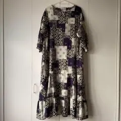 O ビアズリー BEARDSLEY 水玉 ドット 花柄 ロングシャツワンピース