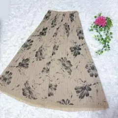 3661【F】花柄ロングスカート　高級　美品　レイヤード　ウエストゴム　ガーリー