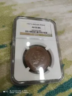 イギリス 1927 ジョージV世 1ペニー 銅貨 AU 55 BN
